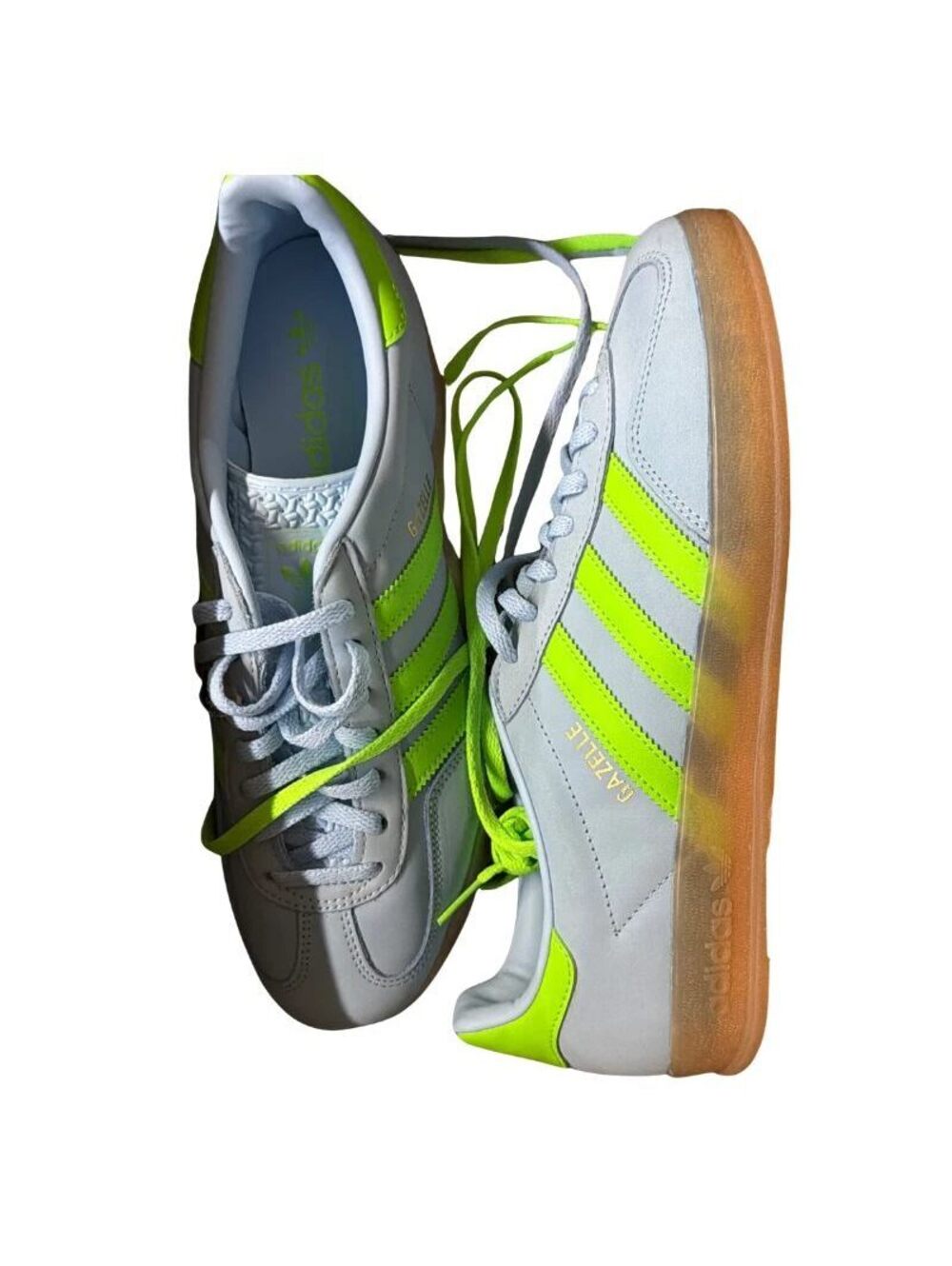 adidas Gazelle Indoor Womens Shoes Clear Sky Solar Green Nubuck Size 10 New